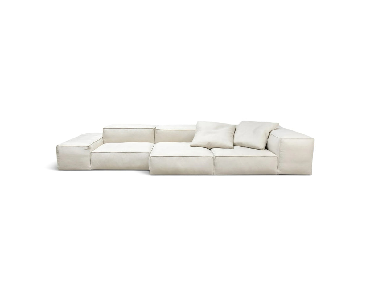 Extrasoft-Inspired modular sofa in off-white leather | Nue Modern