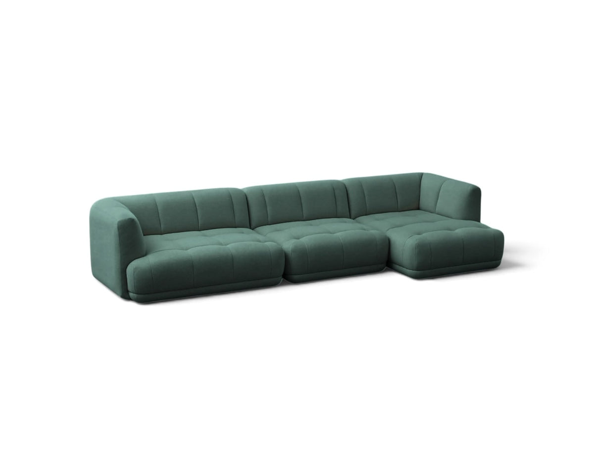 Flex Sectional Sofa with Chaise in a Green fabric | Nue Modern