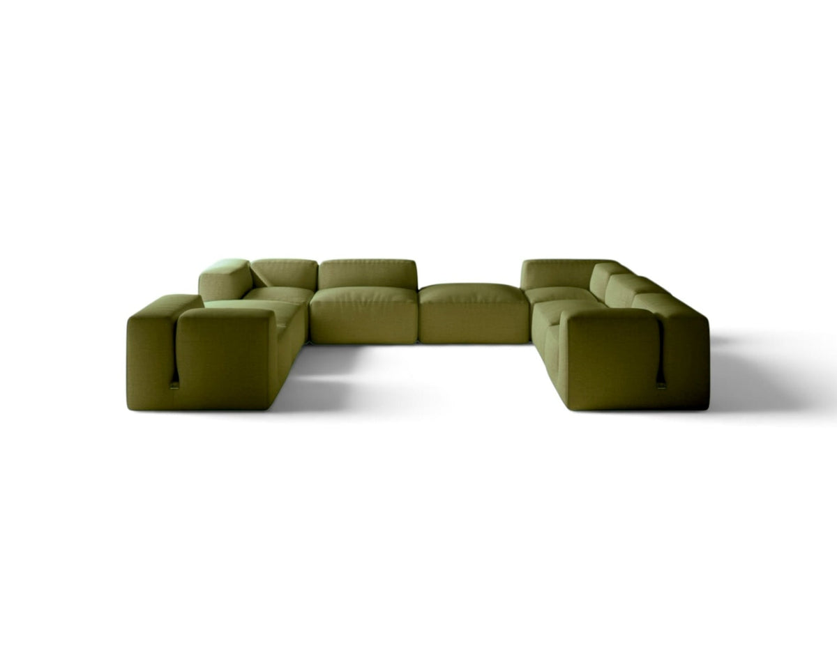 Le Mura Modular U-Shaped sofa in a olive green fabric | Nue Modern