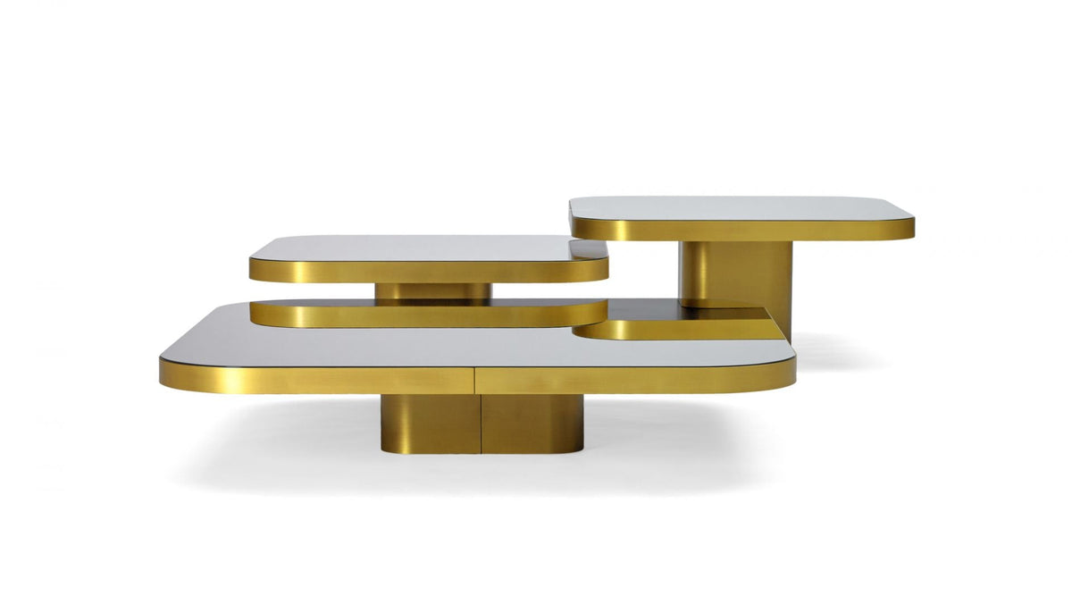 Bow Coffee Tables in Brass with glass top | Nue Modern