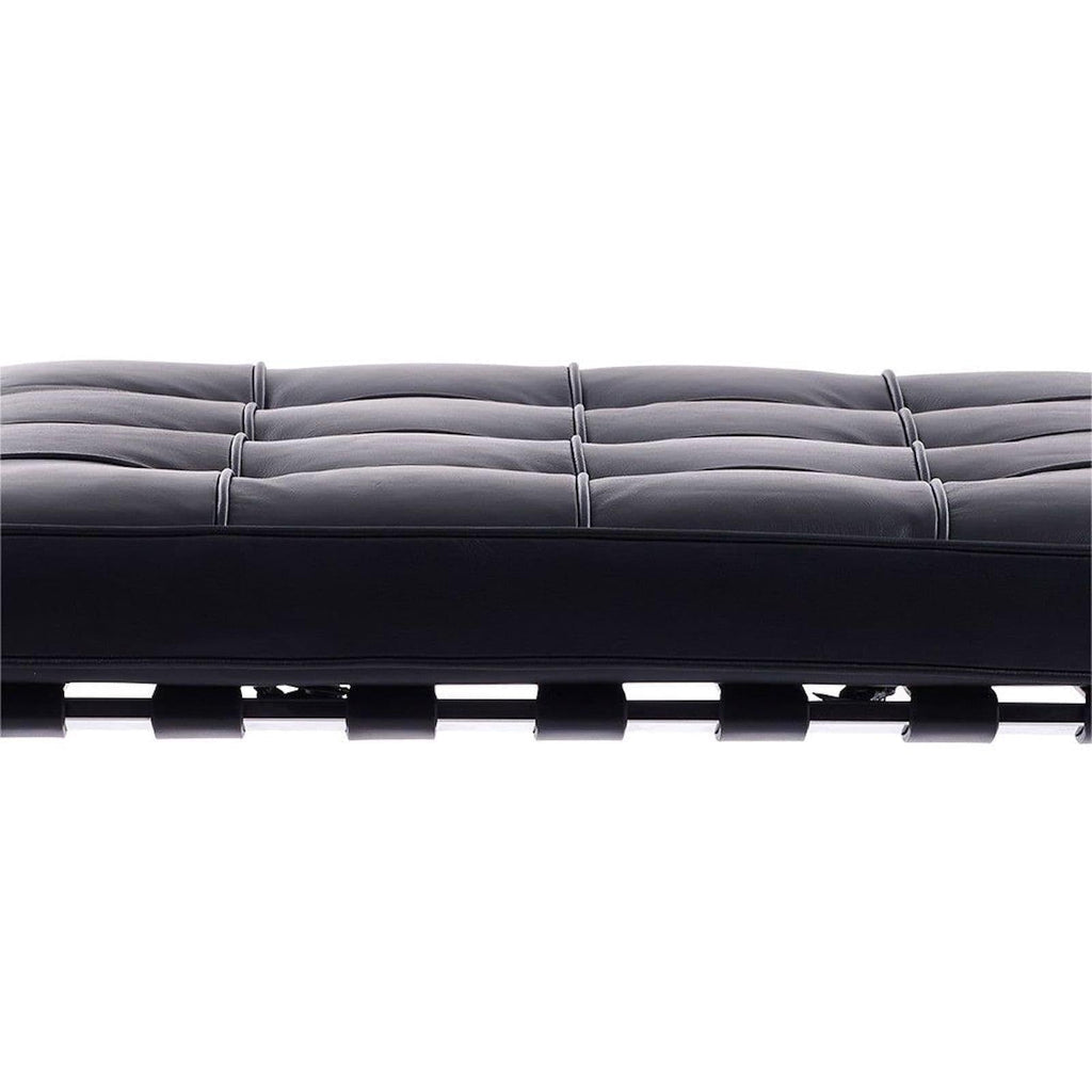 Barcelona Stool - button-tufted cushion detail on the leather-style top