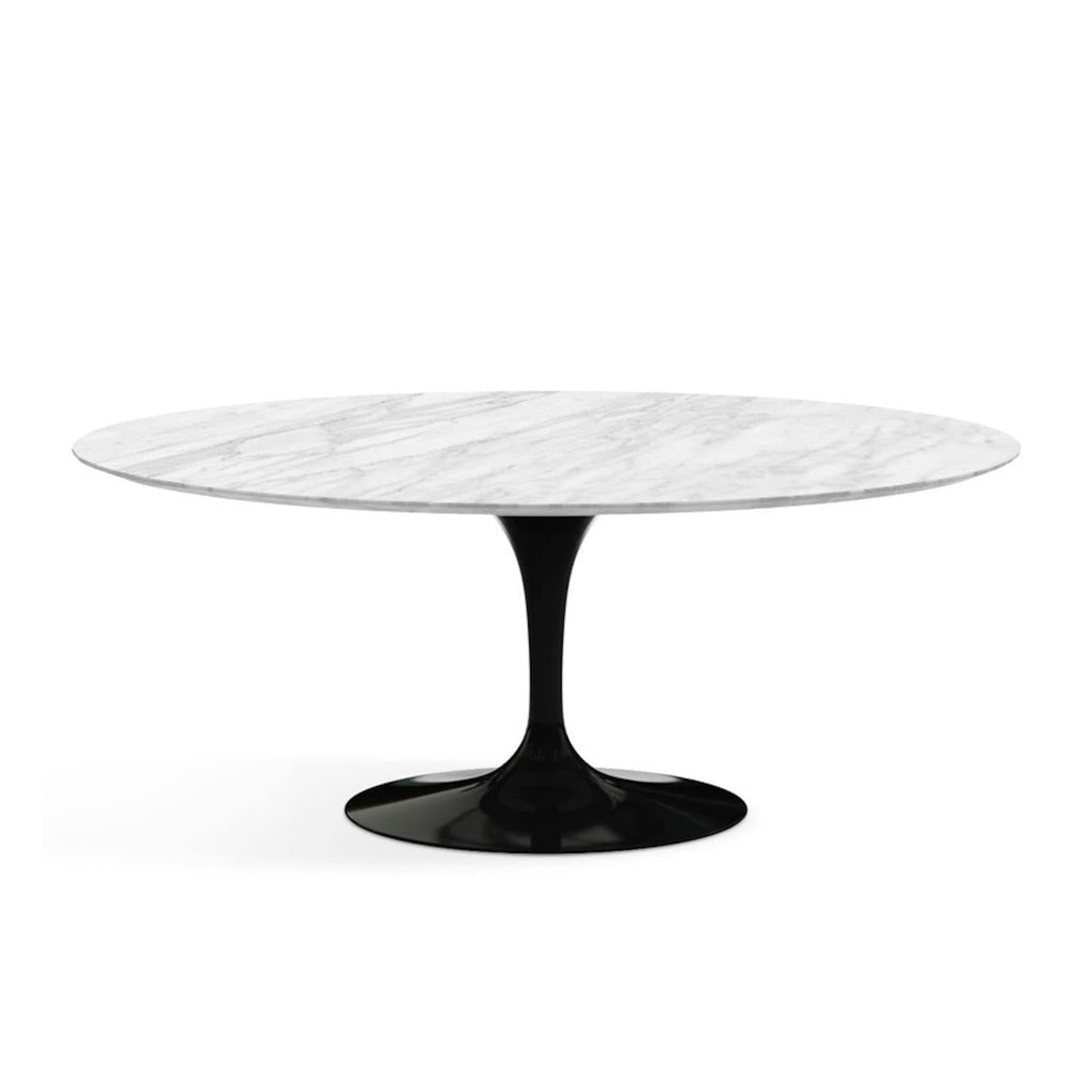 Oval Pedestal Dining Table - Marble Top - available with a Nero Marquina marble top