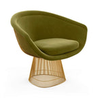 Platner Lounge Chair - broad upholstered seat on a base of fine vertical steel rods