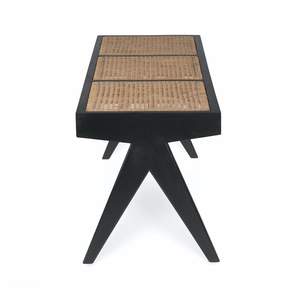 Pierre Jeanneret Bench - Chandigarh-inspired bench with hand-woven cane seat