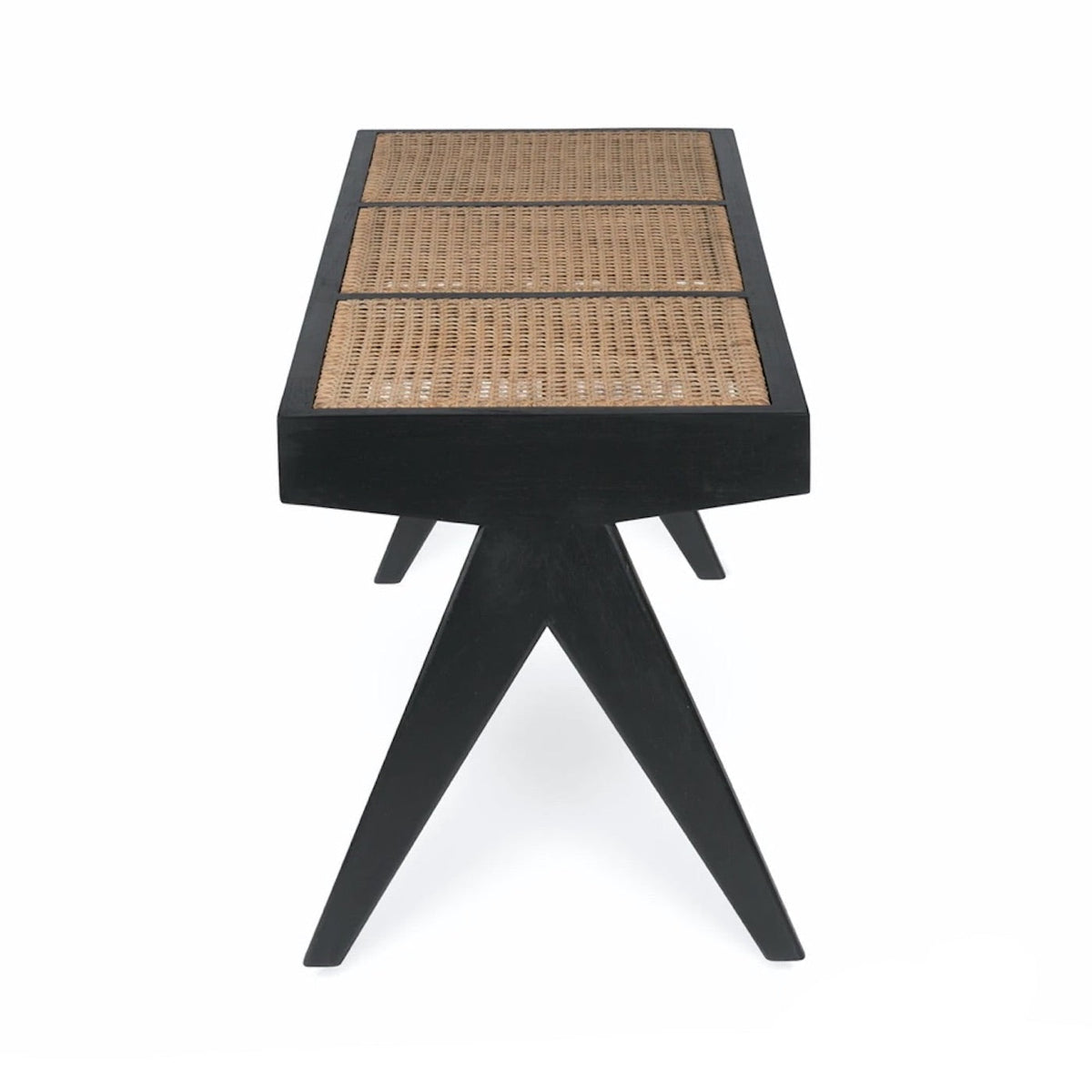 Pierre Jeanneret Bench - Chandigarh-inspired bench with hand-woven cane seat