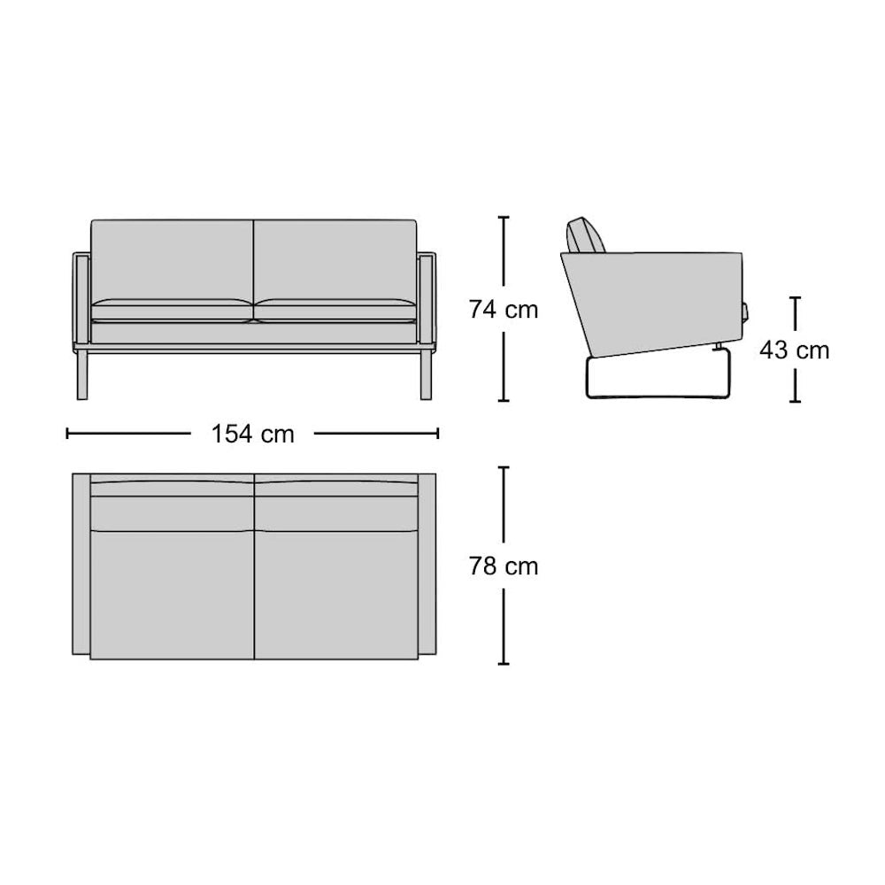 CH102 Sofa - low, clean-lined two-seater sofa from Nue Modern