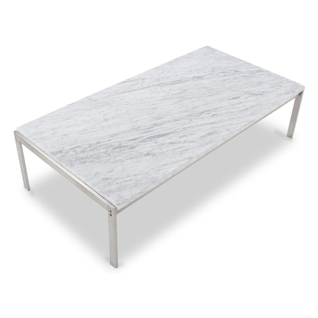PK63 Coffee Table - rectangular top on a satin steel frame