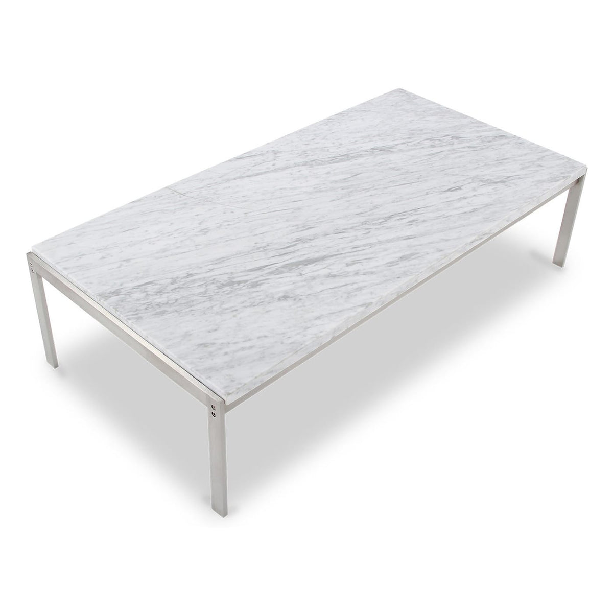 PK63 Coffee Table - rectangular top on a satin steel frame