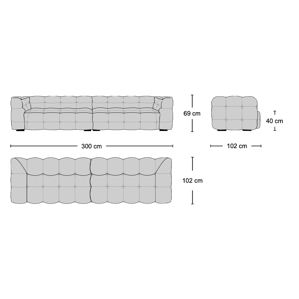 Boba 3-Seater Sofa - generously scaled seating with organic curves