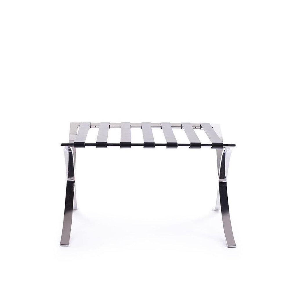 Barcelona Stool - polished steel frame supporting a tufted seat pad