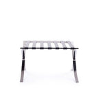 Barcelona Stool - polished steel frame supporting a tufted seat pad