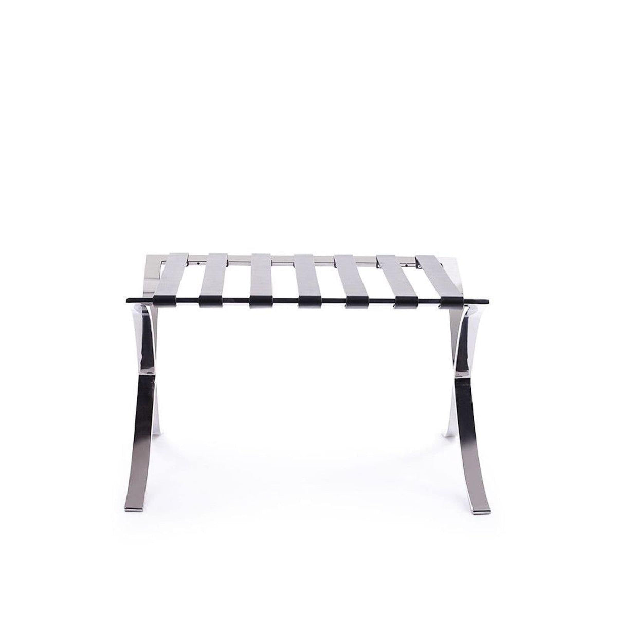 Barcelona Stool - polished steel frame supporting a tufted seat pad