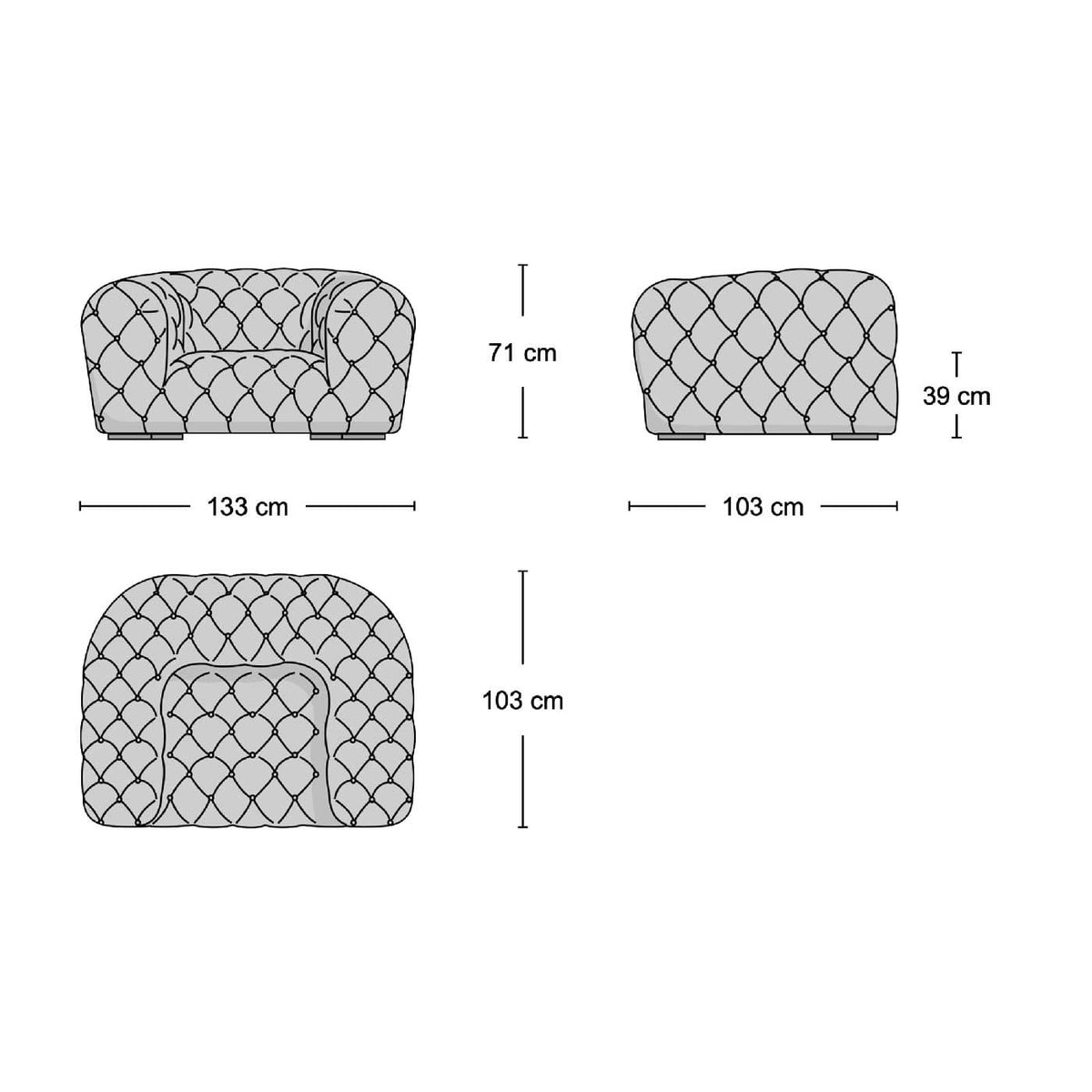 Chester Moon Armchair - quilted lounge chair from Nue Modern