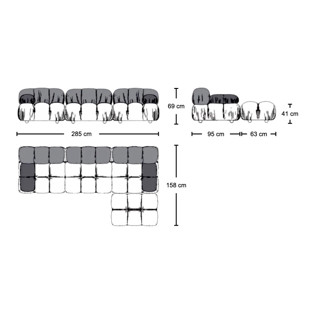 Camaleonda Style 3-Seater Sofa & Ottoman - Mario Bellini Inspired | Nue Modern