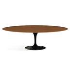 Oval Pedestal Dining Table - Wooden Top - oval wood top on a single sculpted trumpet base