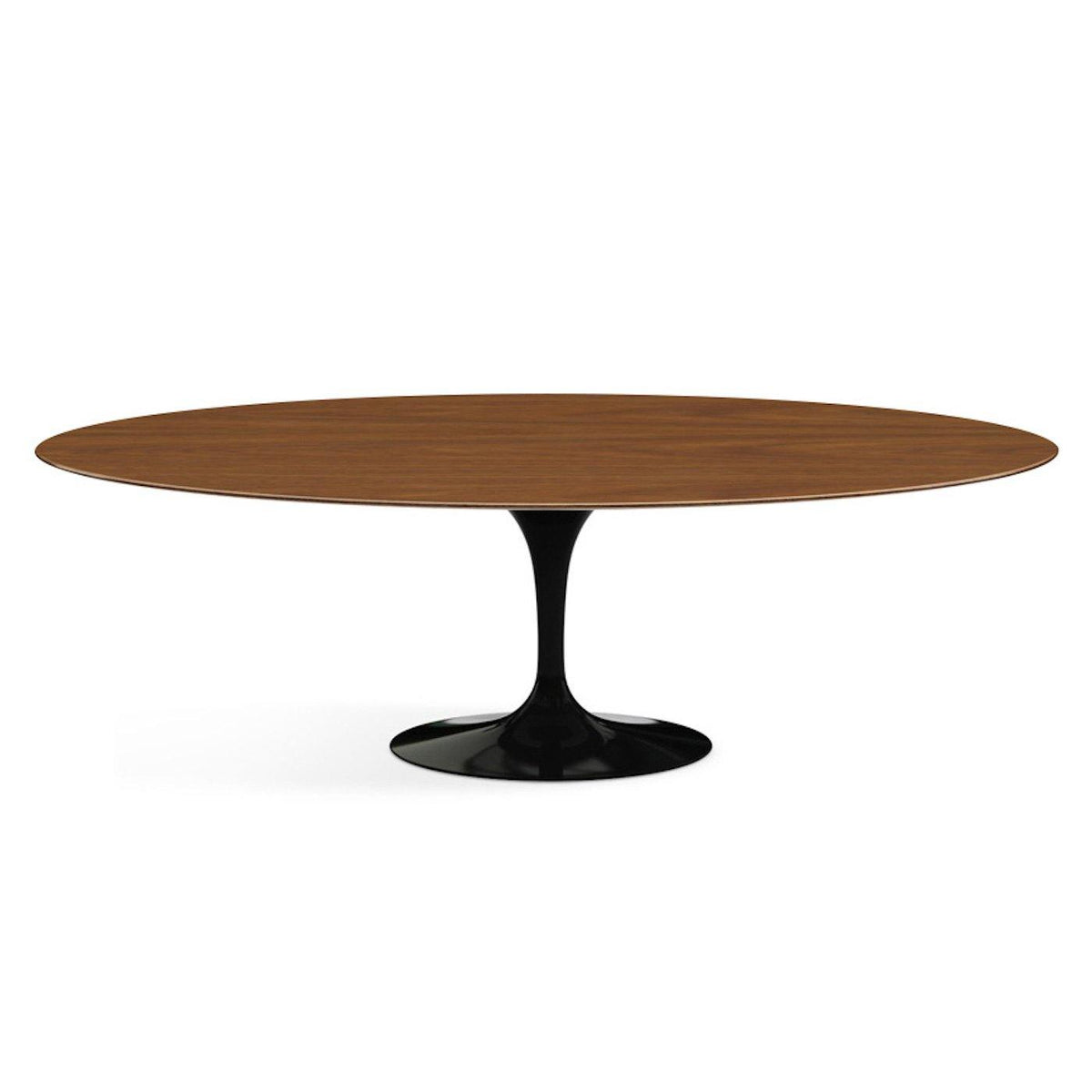 Oval Pedestal Dining Table - Wooden Top - oval wood top on a single sculpted trumpet base