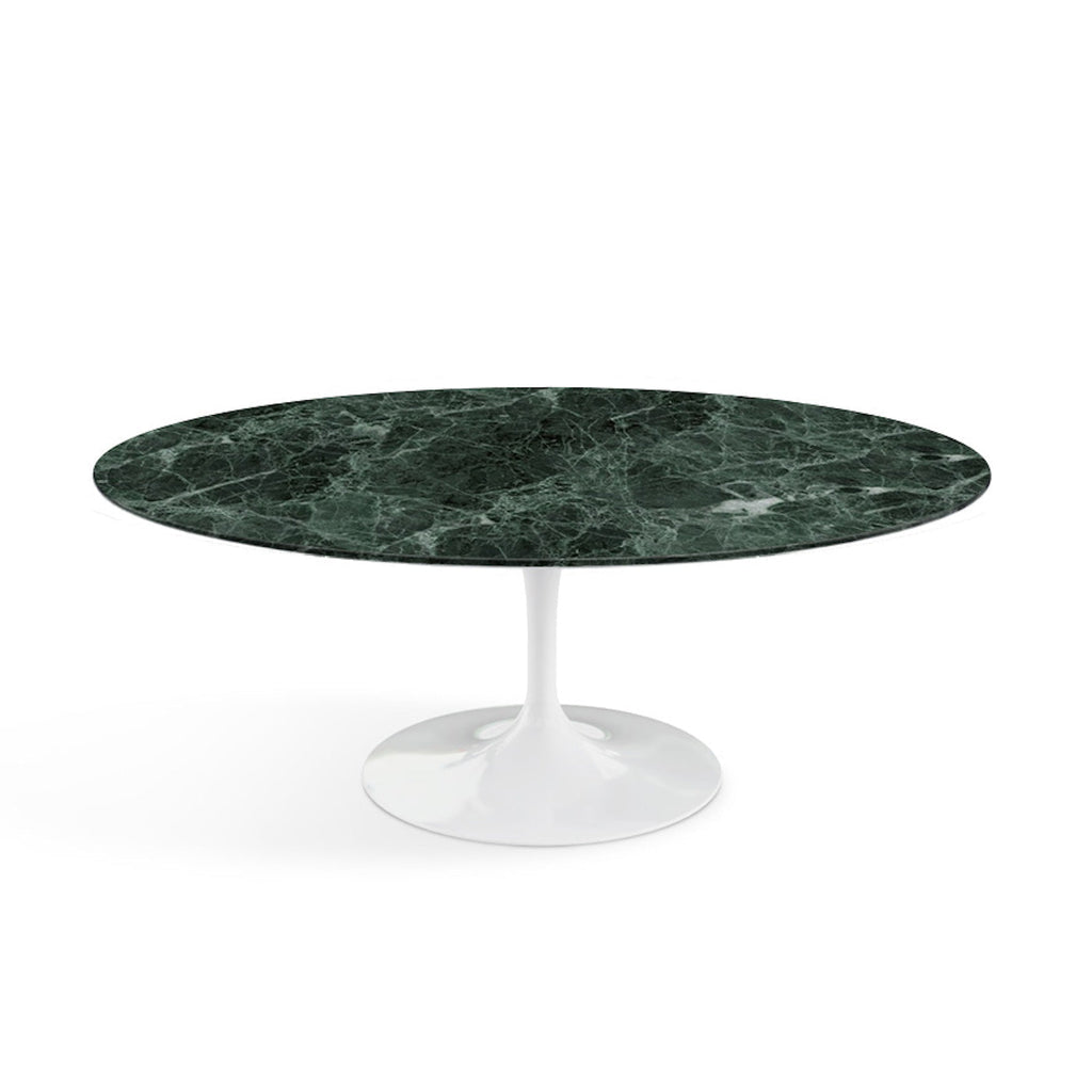 Oval Pedestal Coffee Table - Marble Top - sturdy, well-balanced base