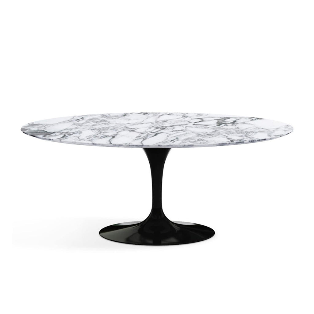 Oval Pedestal Dining Table - Marble Top - legroom at every seat