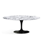 Oval Pedestal Dining Table - Marble Top - legroom at every seat