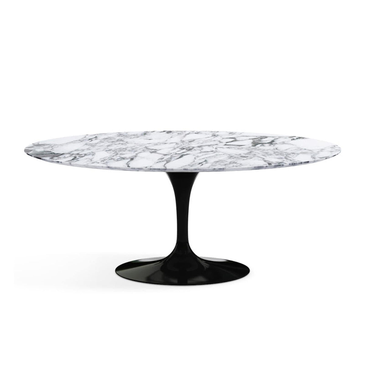 Oval Pedestal Dining Table - Marble Top - legroom at every seat