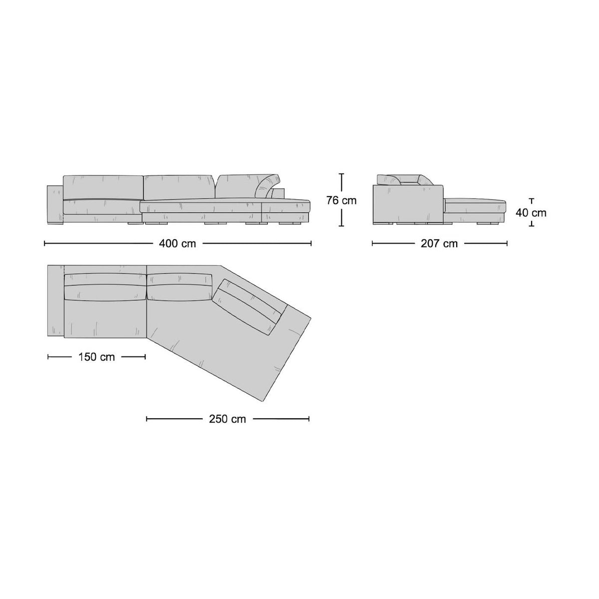 Budapest Large Sectional Sofa - upholstery and cushion detail