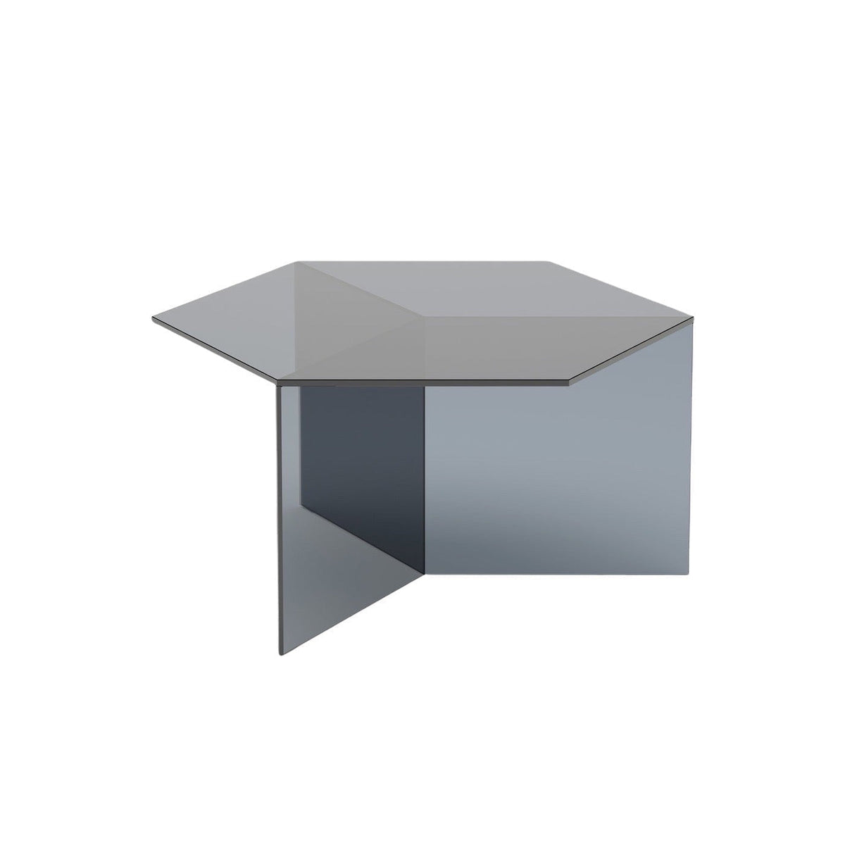 Isom Square Coffee Table - square glass top on angled glass supports