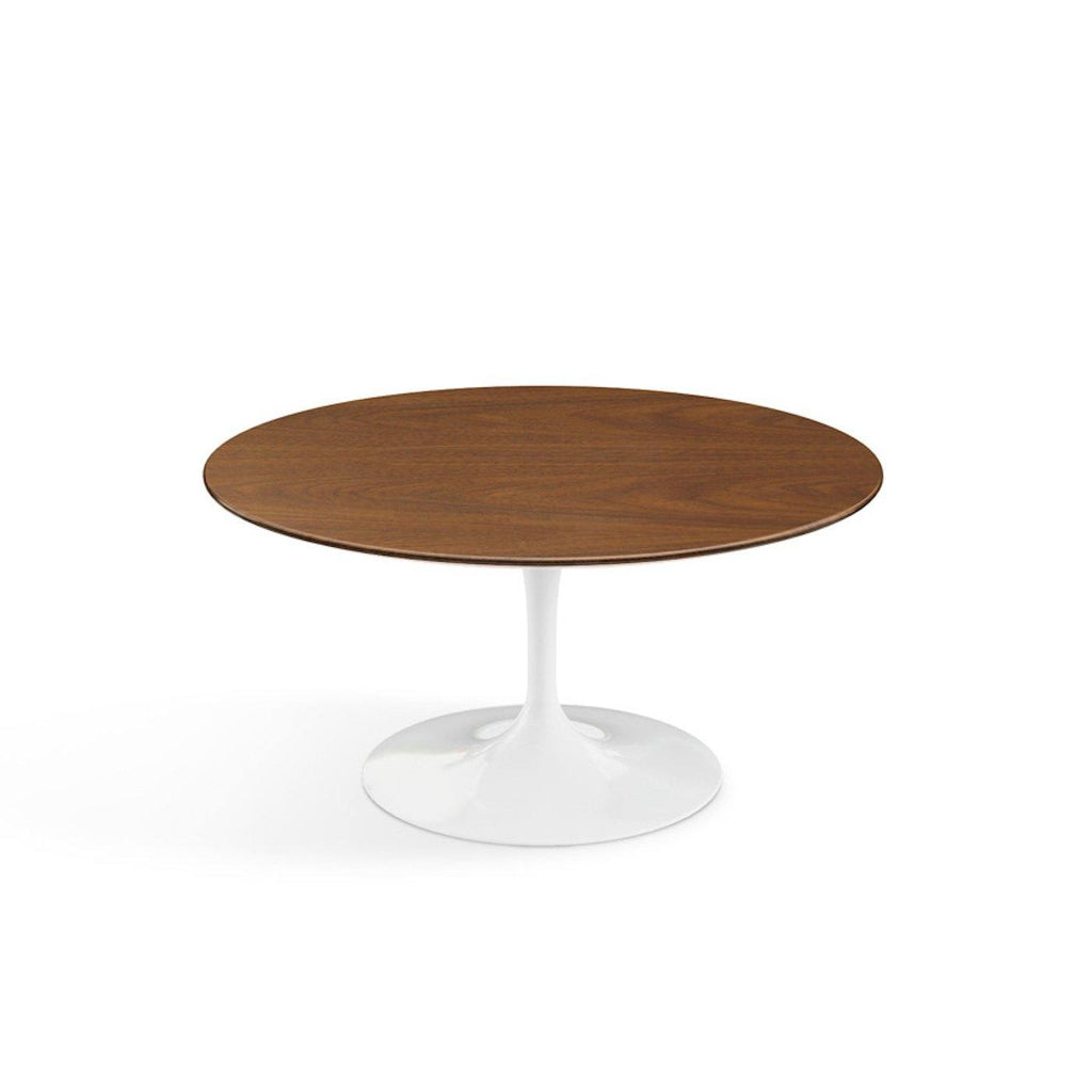 Pedestal Low Table - Wood Top - available with a dark walnut top