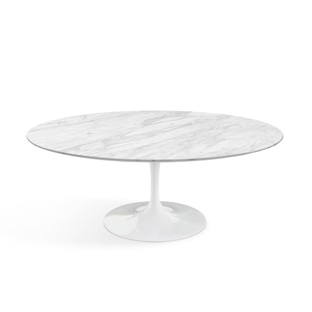 Oval Pedestal Coffee Table - Marble Top - natural marble veining