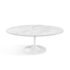 Oval Pedestal Coffee Table - Marble Top - natural marble veining