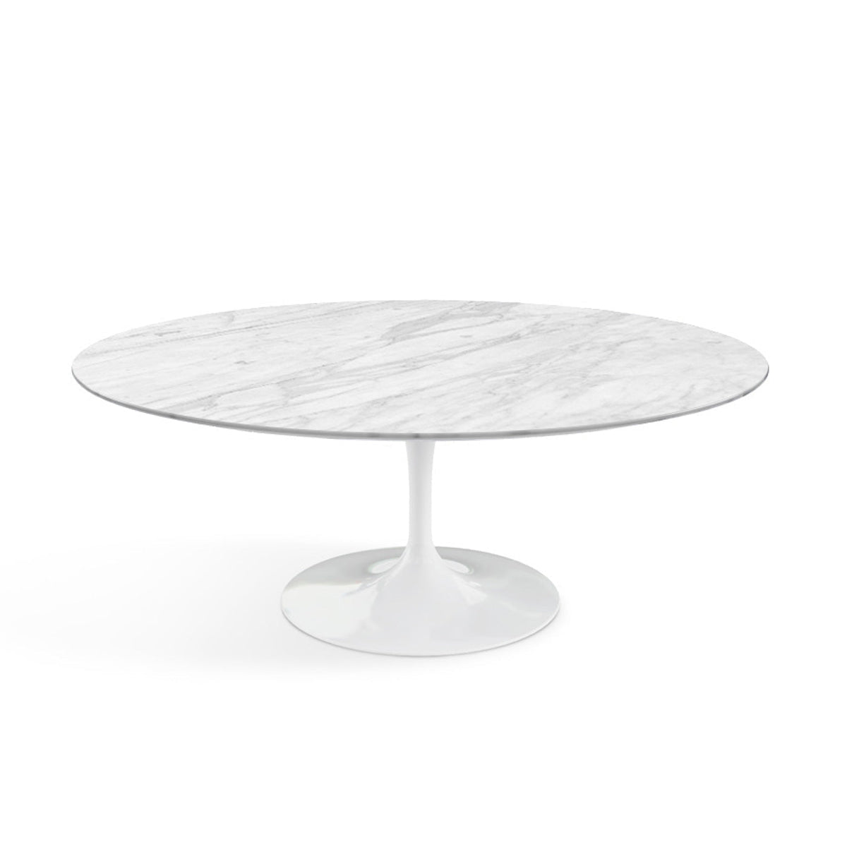 Oval Pedestal Coffee Table - Marble Top - natural marble veining