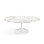 Oval Pedestal Coffee Table - Marble Top - available with an Emperador Dark marble top