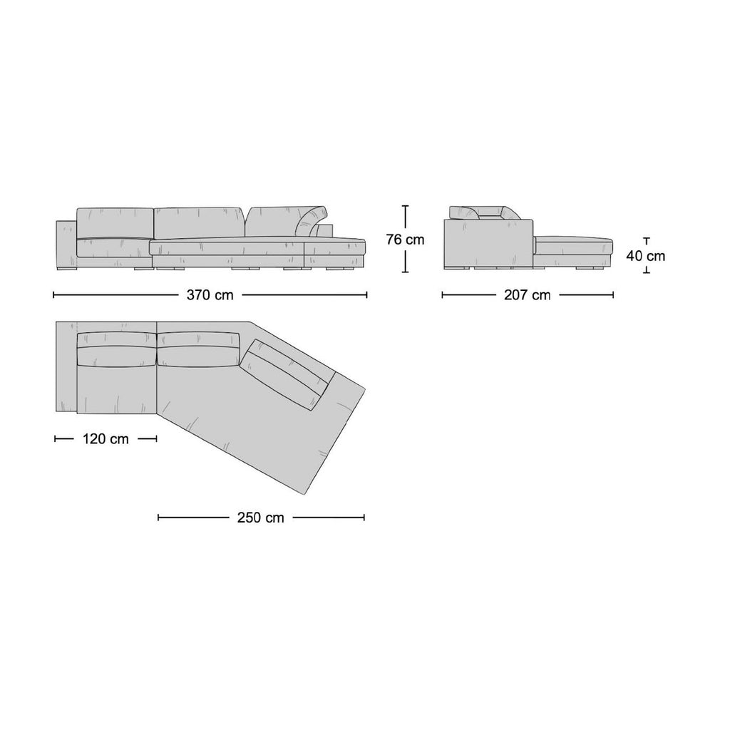 Budapest Large Sectional Sofa - deep seats and rounded arms in soft upholstery