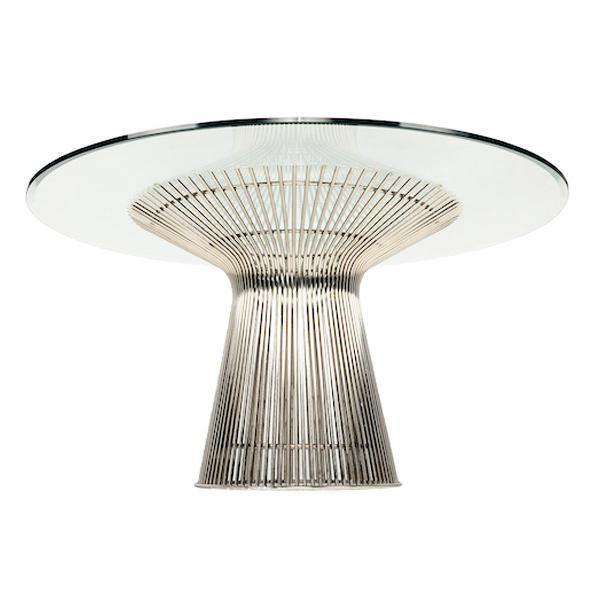 Platner Dining Table - circular top on a base of fine vertical steel rods