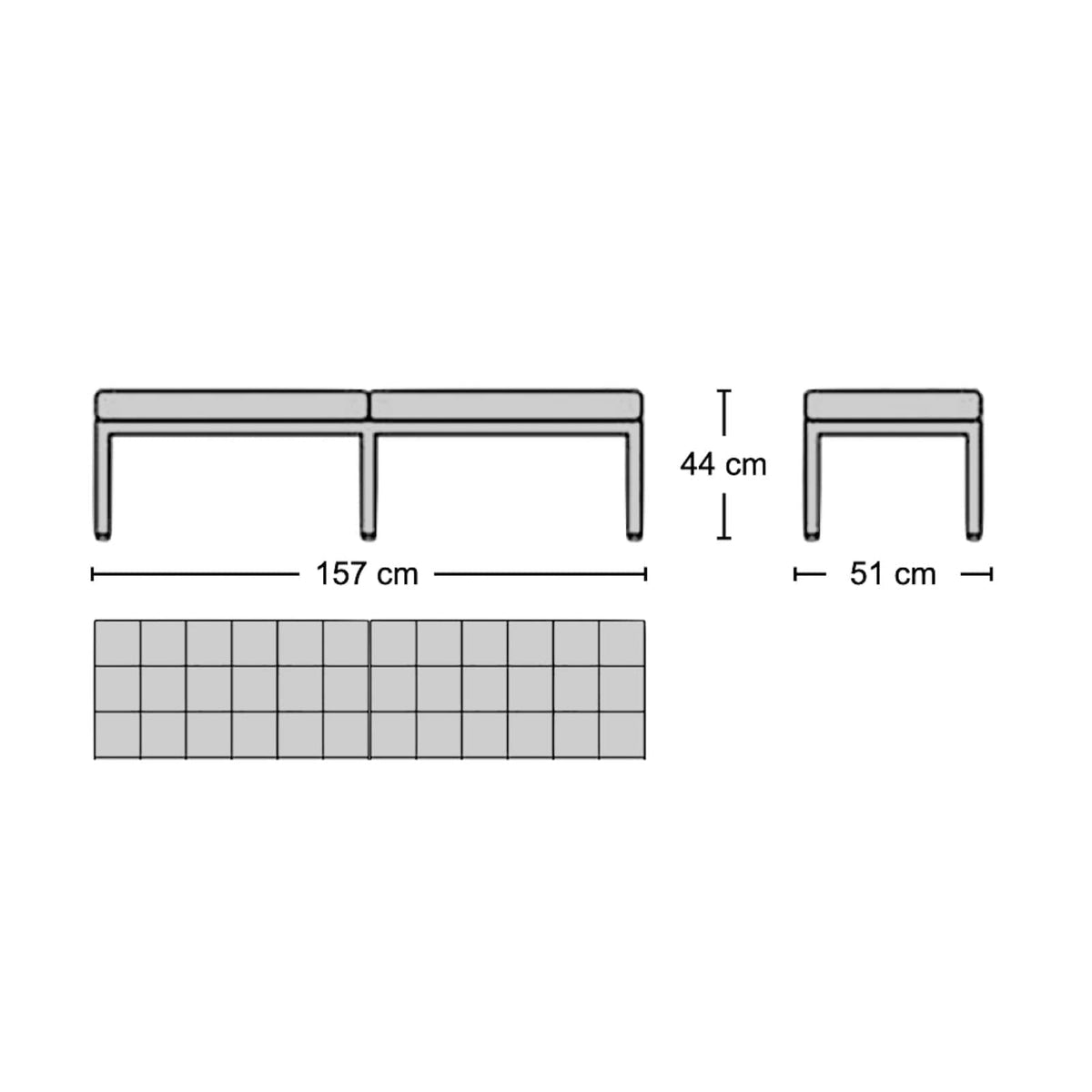 Florence 3-Seater Bench - tailored three-seat bench from Nue Modern