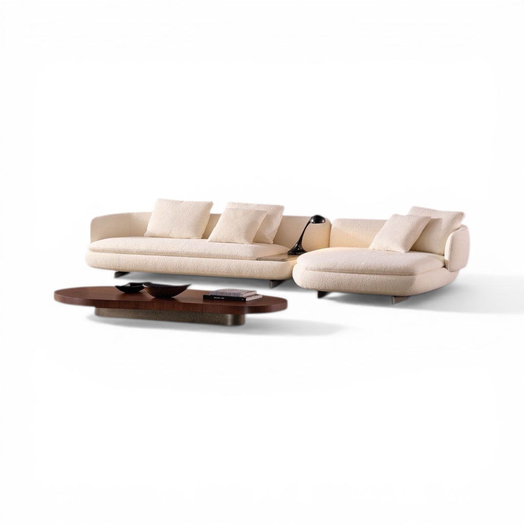 Ralph 3-Seater Sofa With Chaise and Table - built-in table surface