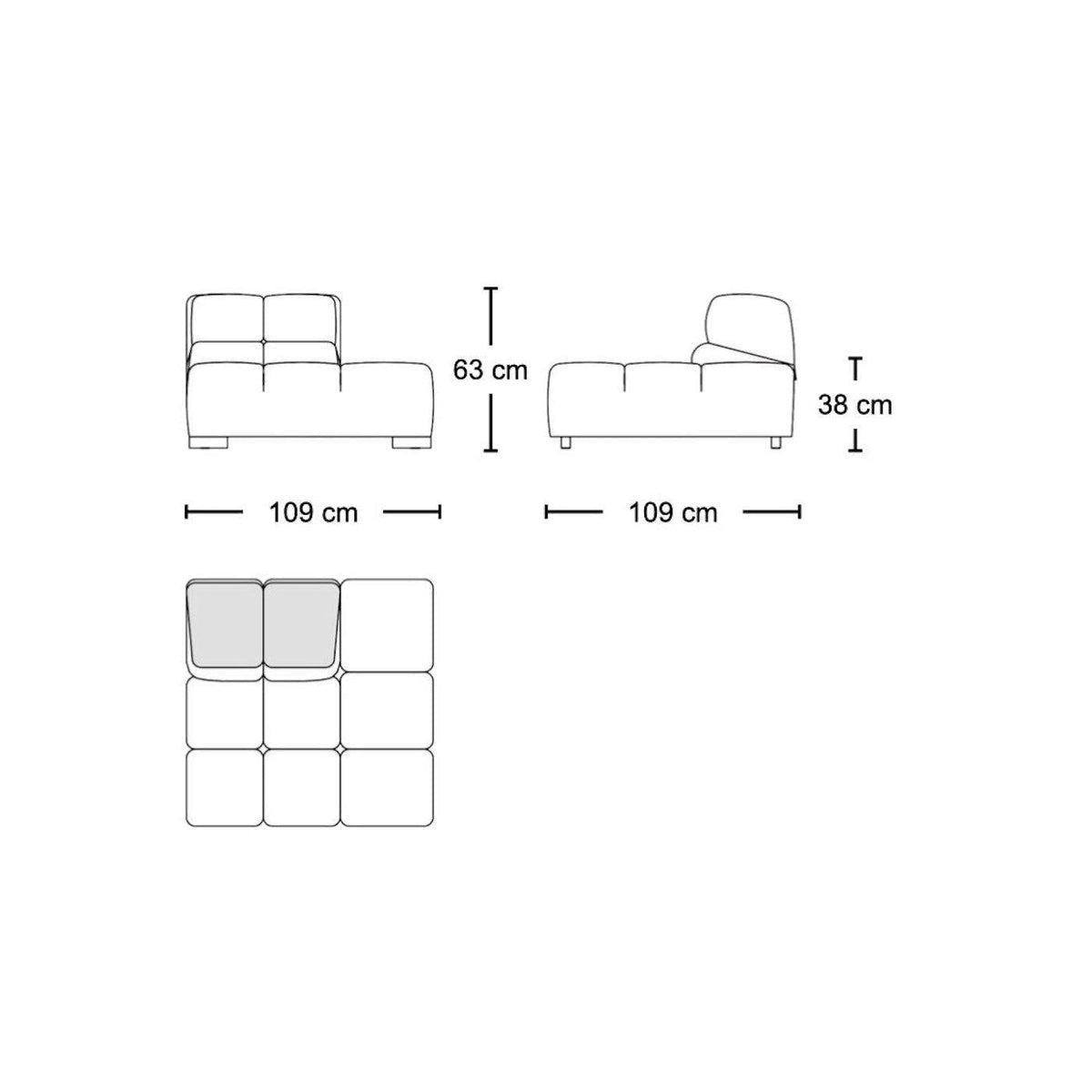 Tufty modular sofa TF012 - configuration of Tufty modules