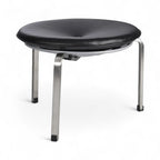 PK33 Stool - round upholstered seat on satin steel legs