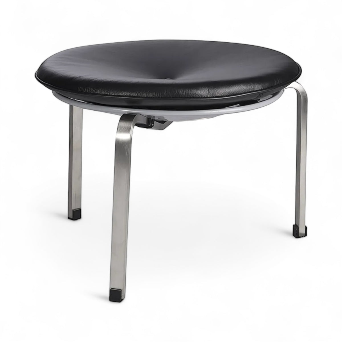 PK33 Stool - round upholstered seat on satin steel legs