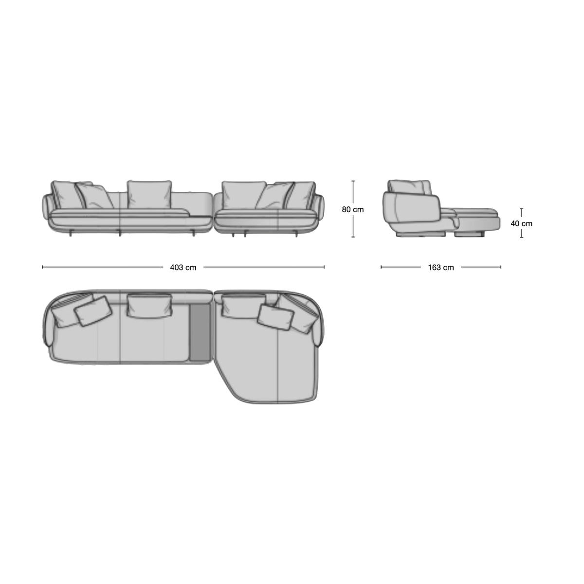 Ralph 3-Seater Sofa With Chaise and Table - sofa with integrated table from Nue Modern