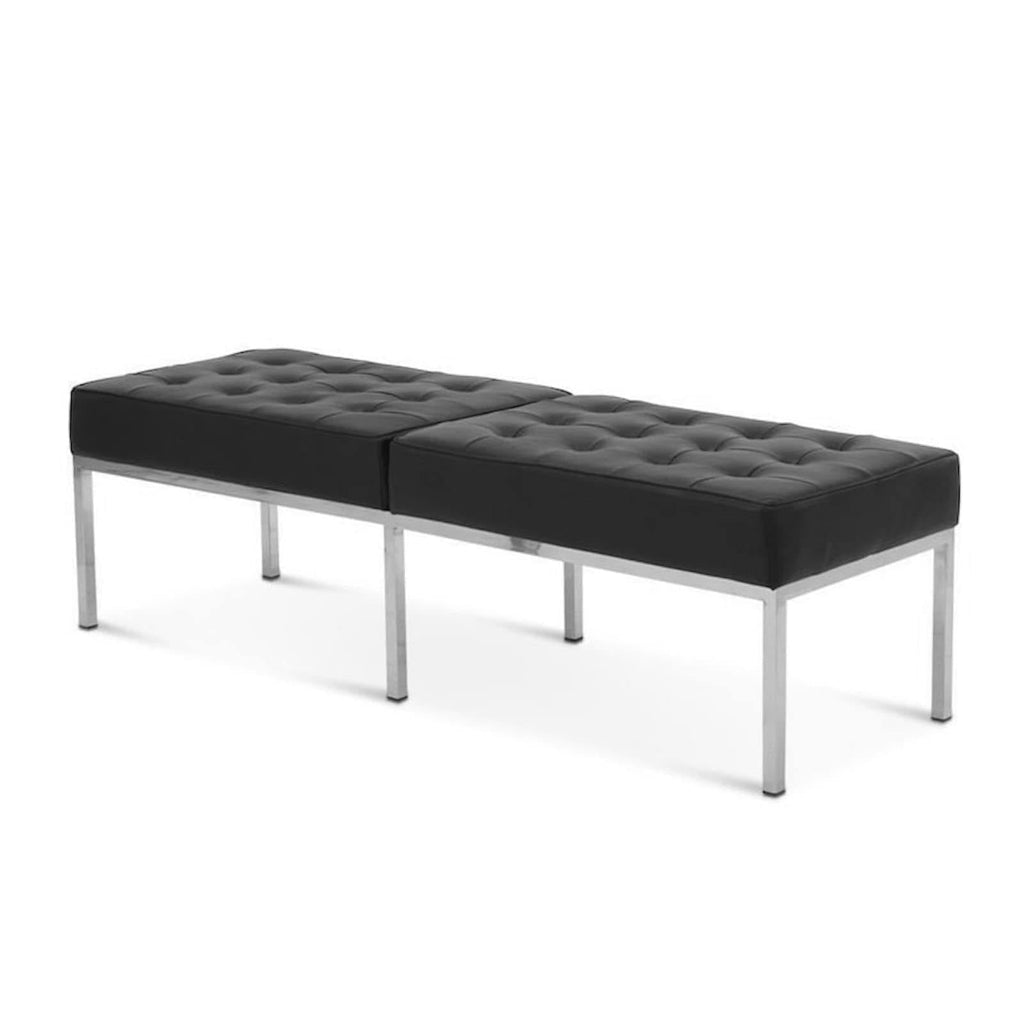 Florence 3-Seater Bench - crisp tailored cushions on slim polished legs