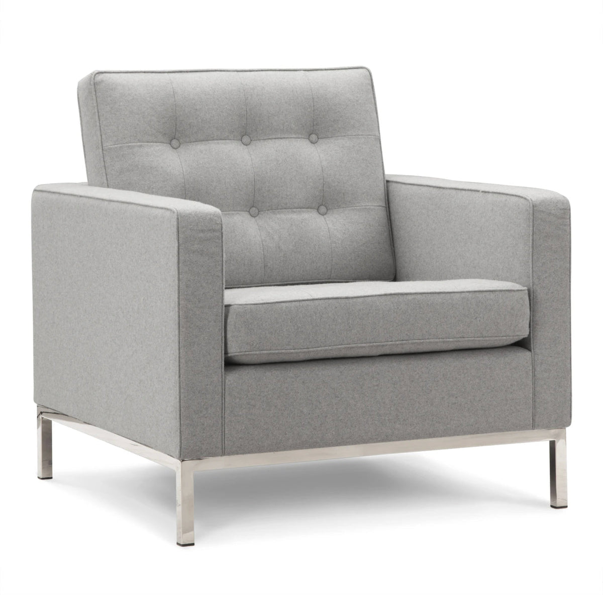 Florence Armchair - crisp tailored cushions on slim polished legs