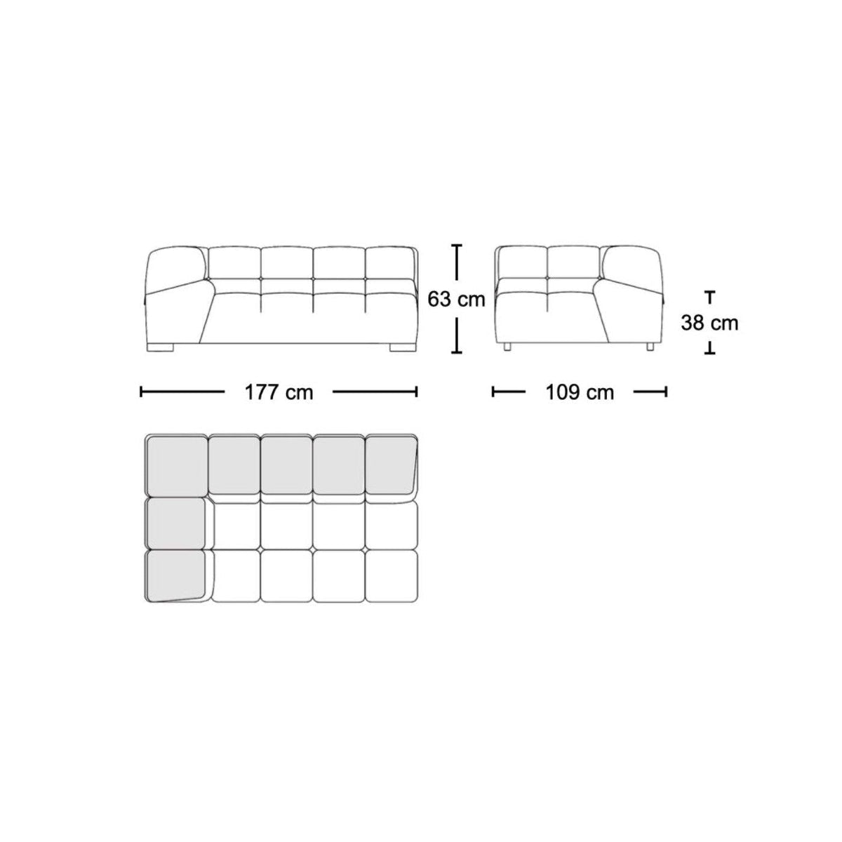 Tufty modular sofa TF005 - made-to-order in a choice of fabrics