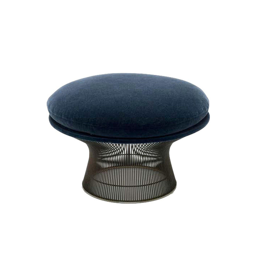Platner Ottoman - cushioned top on a base of fine vertical steel rods
