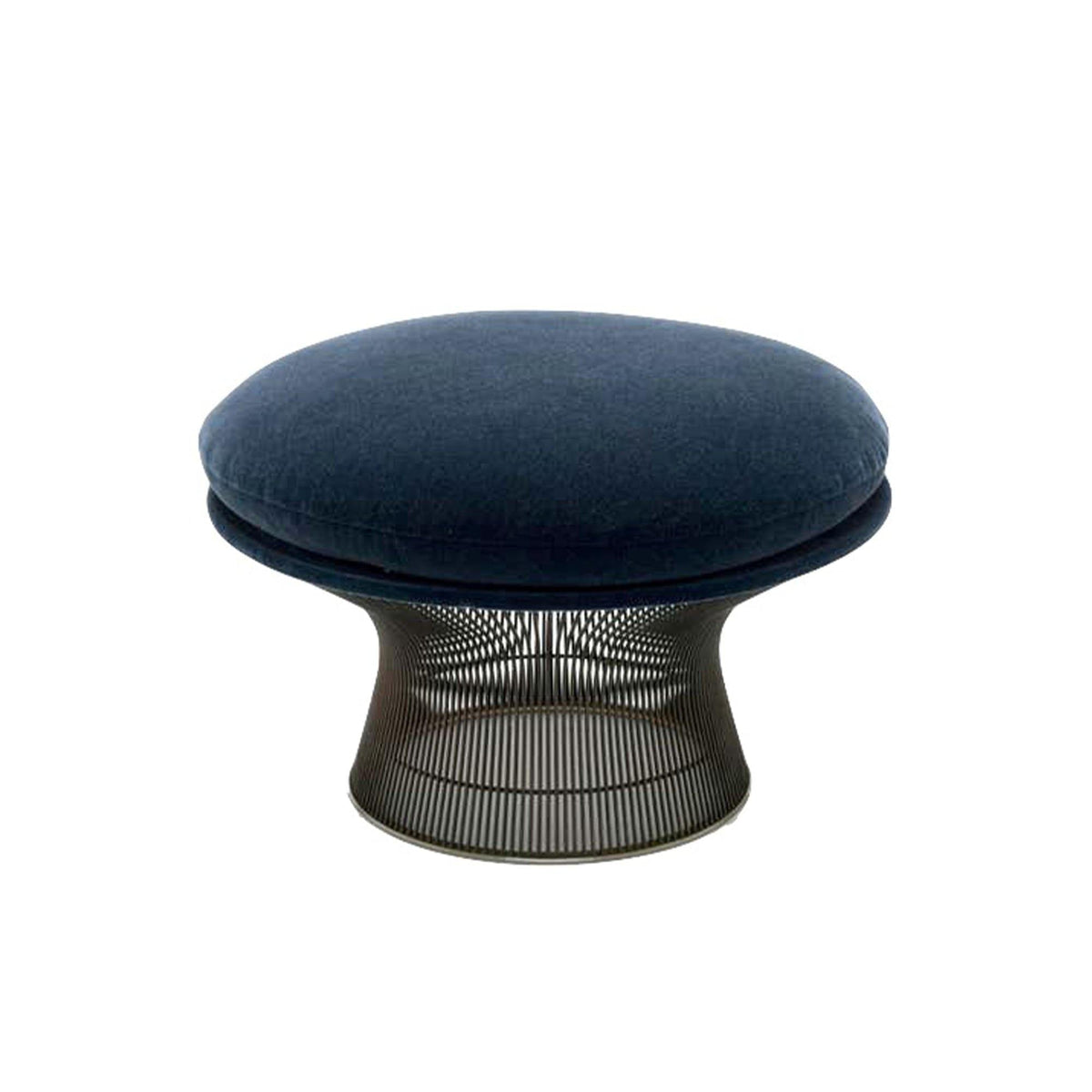 Platner Ottoman - cushioned top on a base of fine vertical steel rods