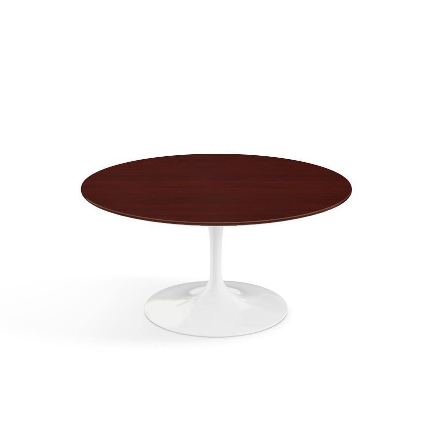 Pedestal Low Table - Wood Top - white or black base