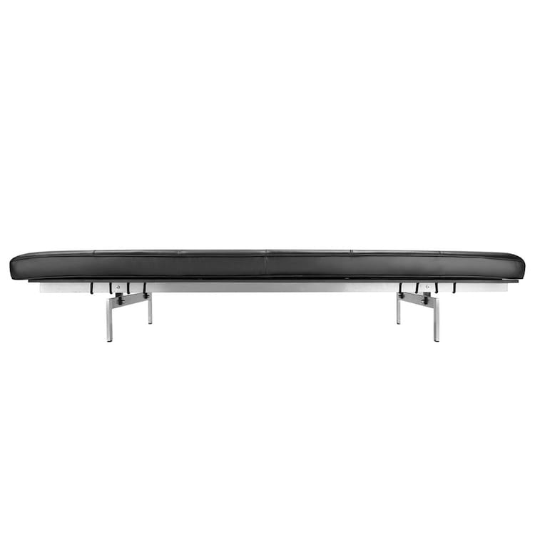 PK80 Daybed - taut leather-upholstered platform on steel legs