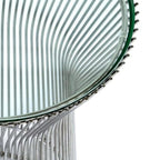 Platner Side Table - glass top on a base of fine vertical steel rods