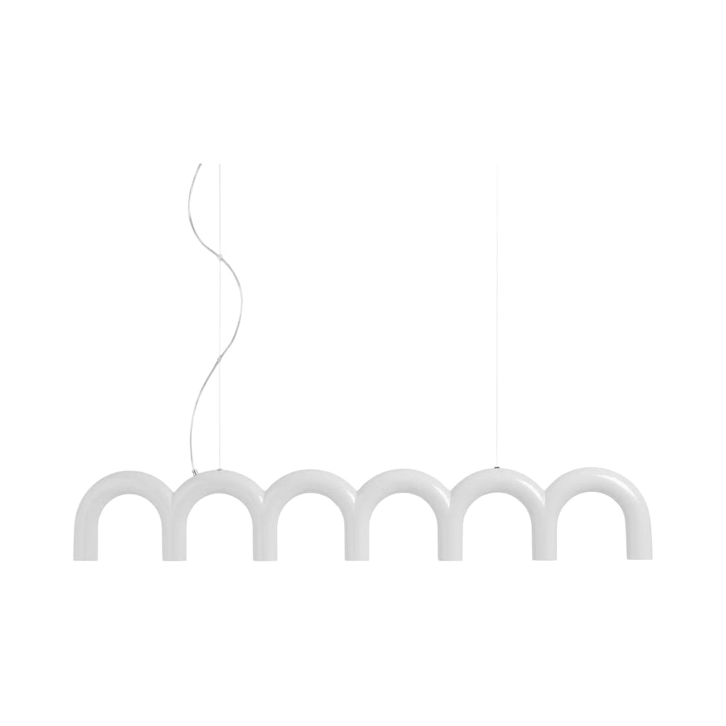 Arch Line Pendant - multiple shades suspended in a row beneath curved arms