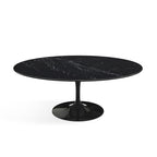 Oval Pedestal Coffee Table - Marble Top - oval marble top on a single sculpted trumpet base