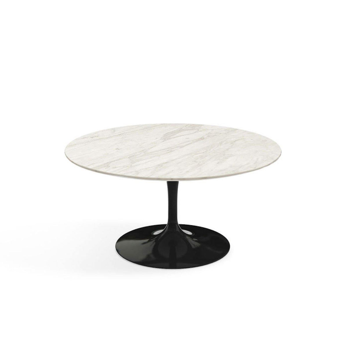 Pedestal Low Table - Marble Top - natural marble veining
